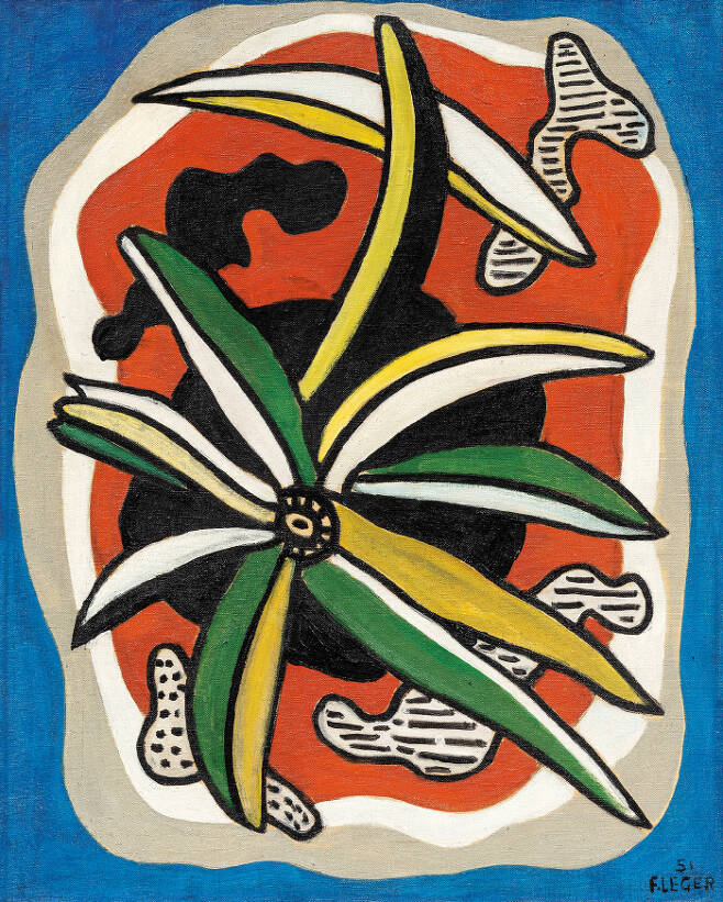 레제의 1951년 정물화 '붉은 배경 위의 꽃'. <사진제공=케이옥션>