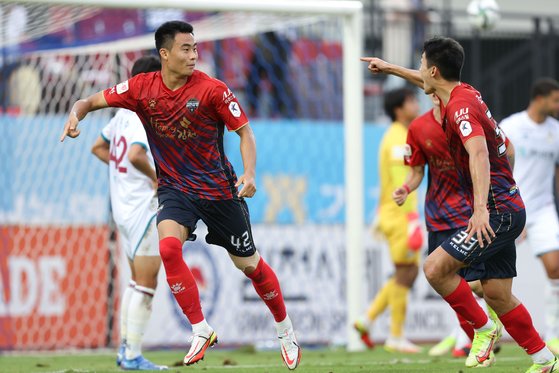 대전과 경기에서 골을 기록한 김천 상무 박지수. 사진 한국프로축구연맹