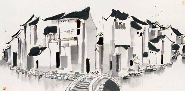 우관중이 1986년에 그린 수묵화 ‘저우좡’ @雅昌藝術網