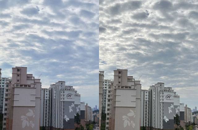 갤럭시S20플러스(왼쪽)와 아이폰13 프로로 촬영한 사진. 갤럭시 보다 아이폰13 프로가 좀 더 따뜻한 색감이 강조됐다./사진=노현섭 기자