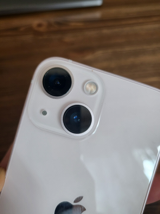 '아이폰13 미니' 핑크 색상 카메라 부분. 김나인 기자
