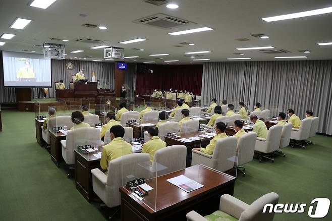 전북 익산시의회가 18일 제238회 임시회를 개회했다(익산시의회 제공)2021.10.18/뉴스1