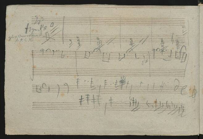베토벤이 남긴 10번 교향곡 스케치의 일부. 베토벤박물관/더 컨버세이션