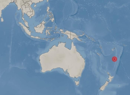 기상청은 21일(한국시간) 남태평양 피지 수도 수바 남쪽 799㎞ 해역에서 규모 6.0으로 발생한 지진을 관측한 지점을 홈페이지 통보문에 빨간색 점으로 표시했다. 기상청 홈페이지