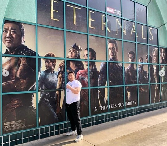 Actor Ma Dong-Seok has promoted the film The Eternals.Ma Dong-Seok posted several photos on his 28th day with his article We are everywhere. ternals.In the public photos, Ma Dong-Seok, who poses in front of The Eternals promotional materials, was shown.Especially, his forearm size, which looks bigger than his face, attracts attention.Another photo released together also showed the photographs of The Eternals promotional materials.Meanwhile, The Eternals, starring Ma Dong-Seok, is a story that takes place as the immortal hero, who has lived without revealing its appearance for thousands of years, joins forces again to confront the oldest enemy of mankind, Debianz, since Avengers: Endgame.Its scheduled for release on November 3.