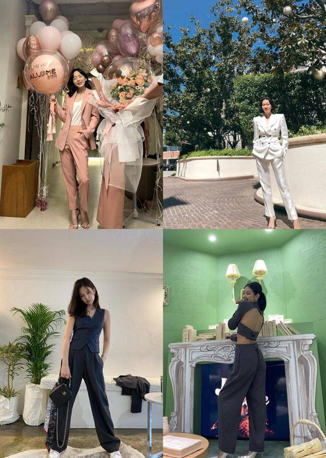 전체적인 룩의 통일감을 선사하는 셋업 수트로 슬랙스를 소화한다면 별 다른 스타일링 없이도 매력적인 아웃핏을 완성할 수 있다. 태연 장윤주 제니 SNS