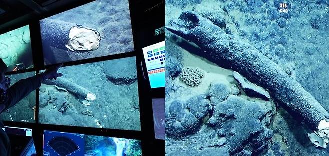수심 3000m 바다에서 발견된 매머드 상아의 모습. 사진=2021 MBARI