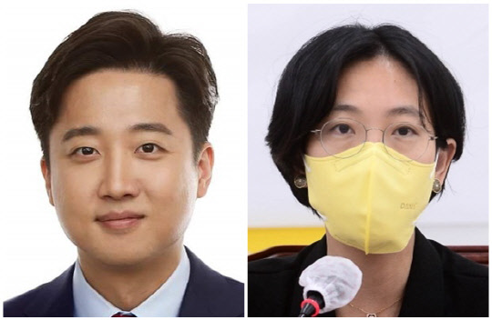 이준석(왼쪽) 국민의힘 대표와 장혜영 정의당 의원. 연합뉴스