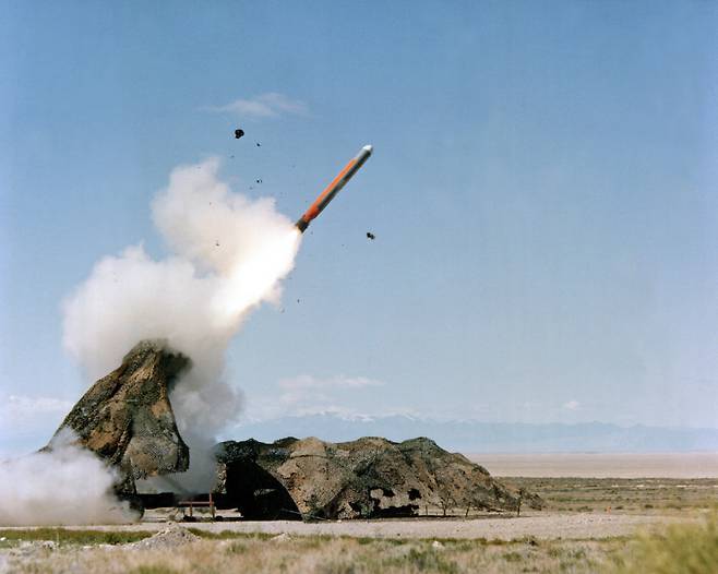 소련의 RSD-10 피아네르에 맞서 1983년부터 서유럽 미 공군 기지에는 핵탄두를 장착한 지상발사 순항미사일 그리폰이 배치되었다. 사진=미 공군