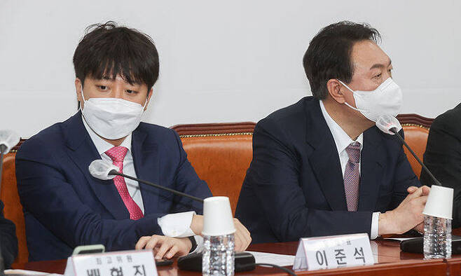 국민의힘 이준석 대표(왼쪽)와 윤석열 대선 후보. 국회사진기자단