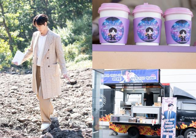 박해진의 팬들이 MBC 드라마 '지금부터, 쇼타임!' 촬영장에 커피차와 간식차를 보냈다. 마운틴무브먼트 제공