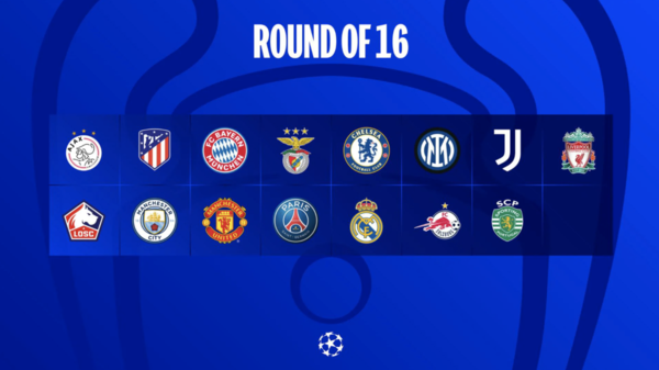 UCL 16강행을 확정한 15팀. 유럽축구연맹(UEFA) 홈페이지 캡처