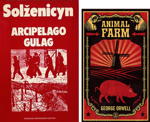 ▲솔제니친의 <수용소군도>(1973) 책 표지와 조지 오웰의 <동물농장>(1945) 책 표지 갈무리
