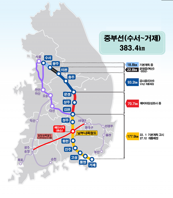 '김천~거제간 남부내륙철도' 기본계획 조감도. (경북도 제공) 2022.01.11.