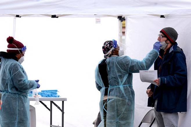 미국 워싱턴CD의 간이 코로나19 검사소. (사진=AFP)