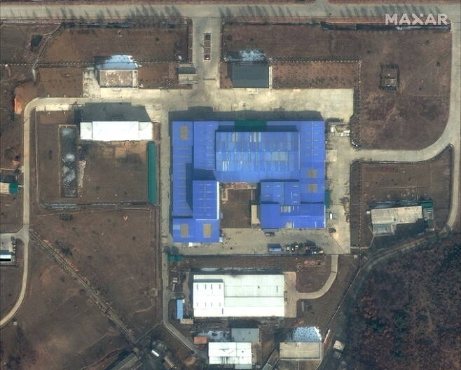 미국 민간상업위성 업체 디지털글로브가 2019년 촬영한 북한 평양 산음동 공장 위성사진. 북한 미사일 생산의 핵심 기지로 꼽힌다. 세계일보 자료사진
