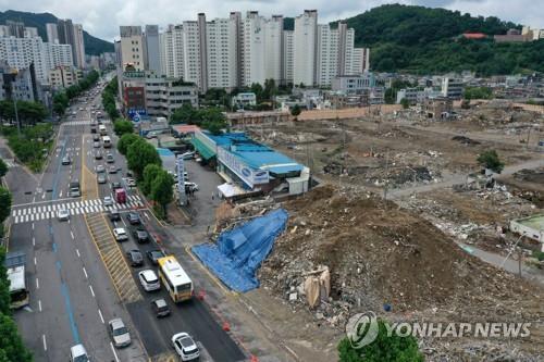 광주 동구 학동4구역 재개발 철거 건물 붕괴 현장 상흔 [연합뉴스 자료사진]