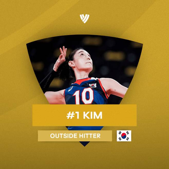 2021년 세계 최고의 여자배구 선수로 선정된 김연경. 사진=발리볼월드닷컴 홈페이지