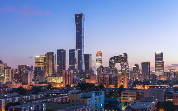 중국 베이징 시내 중심가의 야경.