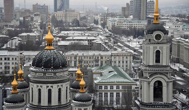 2014년 우크라이나로부터 분리를 선언한 동부 도네츠크공화국의 수도 도네츠크 전경. [AFP]
