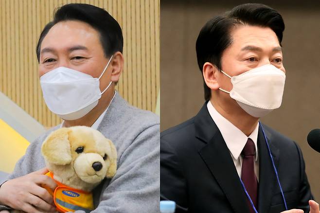 (왼쪽부터) 윤석열 국민의힘 대선 후보, 안철수 국민의당 대선 후보 / 사진=국회사진기자단