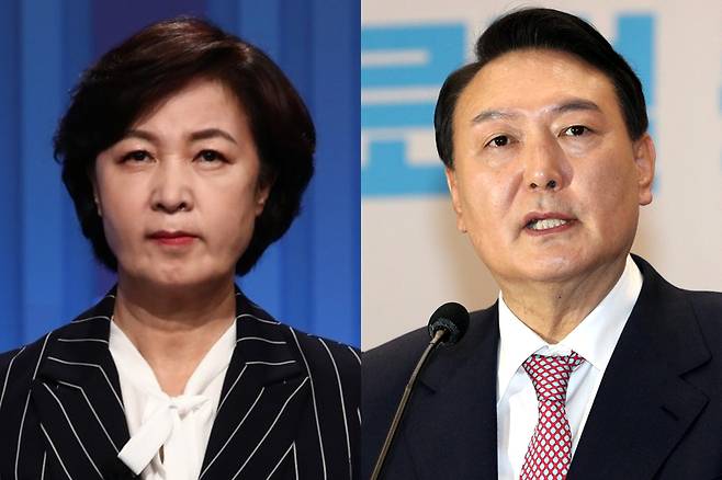 (왼쪽부터) 추미애 전 법무부 장관, 윤석열 국민의힘 대선 후보 / 사진=국회사진기자단