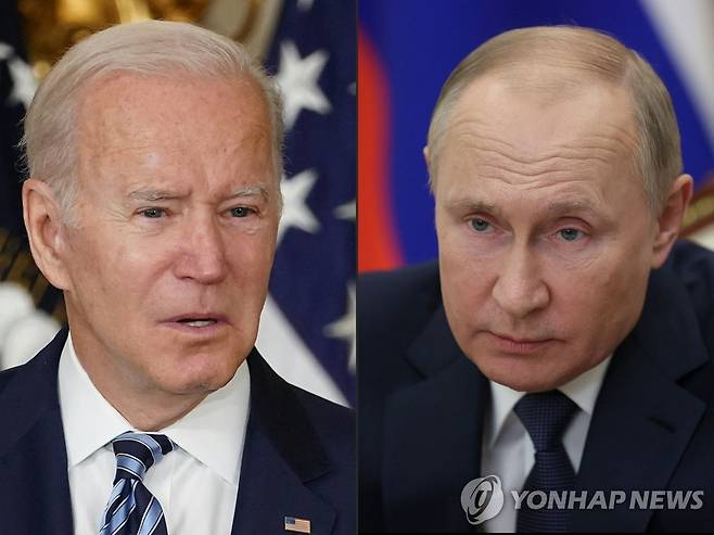 조 바이든 미국 대통령(왼쪽)과 블라디미르 푸틴 러시아 대통령 [AFP 연합뉴스 자료사진. 재판매 및 DB 금지]