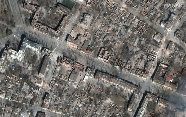 러시아군 공격으로 폐허가 된 마리우폴 전경. 사진=맥사 테크놀로지