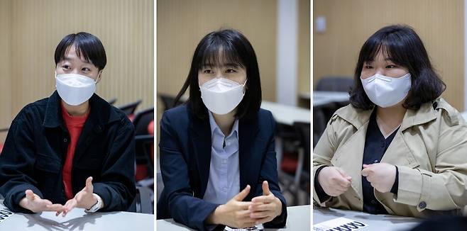 왼쪽부터 이길보라(32) 영화감독·작가, 조미혜(37) 수어 강사, 장현정(30) 코다코리아 활동가. 박승화 기자