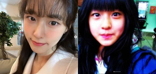 설현이 공개한 어린시절 사진(오른쪽). 사진ㅣ설현 SNS