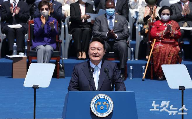 10일 국회에서 열린 제20대 윤석열 대통령이 취임사를 하고 있다. 윤창원 기자