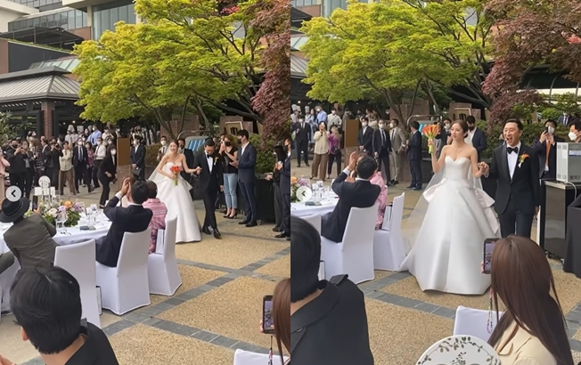 Son Dam-bi and Lee Kyou-hyuk signed a 100-year anniversary at Grand Hyatt Seoul, Hannam-dong, Seoul, at 4:30 pm on March 13, and stylist Kim Woo-ri posted many marriage photos and videos through his instagram.Kim U-ri is known as Son Dam-bi and close friends.Kim said, Are we really going to Dambi? It is the most beautiful and beautiful day in the world today.Son Dam-bi in the photo is smiling brightly in an off-shoulder style wedding dress with a bouquet.The video, which was released together, showed Son Dam-bi and Lee Kyou-hyuk entering with hands in a happy face.Son Dam-bi responded to the guests hot celebration by rocking the bouquet up and down.The marriage scene was surrounded by guests around a large swimming pool, adding to the party atmosphere. Kim Woo-ri said, This marriage scale what?I just borrowed the whole Hyatt Hotel and took the swimming pool water and you couple tear up the Friday night of the 13th beautifully. Walkle acknowledged it.Gag Woman Park Narae and Ahn Young Mi, Webtoon writer Gian 84, Actor Lim Soo Hyang, Ingyo Jin, Soy Hyun, and singer Baek Ji Young were captured.The image of singer PSY, who sang the celebration, was also revealed.PSY introduced himself as Sunbather in the entertainment industry of the bride Son Dam-bi and the neighborhood of the groom Lee Kyou-hyuk and then opened up the hit song Entertainment.Its the highlight of the day: Dance by groom Lee Kyou-hyuk, launch in front, said Lee Kyou-hyuk, who also beamed at PSYs spell, dancing with excitement.The bouquet was received by model and actor Kang Seung-hun.On the other hand, Son Dam-bi and Lee Kyou-hyuk made a relationship through SBS figure arts The Kiss and Cry which was broadcast in 2011 and developed into a lover relationship.They recently appeared on SBS entertainment Sangmangmong 2 - You are My Destiny and have been interested in secret love for more than a year since The Kiss and Cry.Ten years later, the two reunited finally got to marriage, who turned around 10 years and started a second life with their loved ones in the wedding invitation.If you join me at the beginning, I will keep it with a happy heart. 