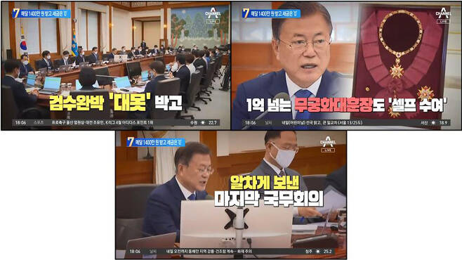 ▲ 5월4일, 공정성과 객관성 잃은 자막 내보낸 채널A '뉴스TOP10'