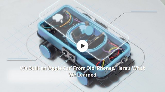 외신들은 애플이 아이폰 같은 혁신적인 자동차를 제작할 것으로 기대하고 있다. WSJ이 아이폰으로 만든 애플카 모형. WSJ 기사 캡쳐