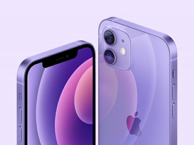 애플이 2021년 4월 추가로 출시한 아이폰12 미니·기본 모델 퍼플 색상. [애플 제공]