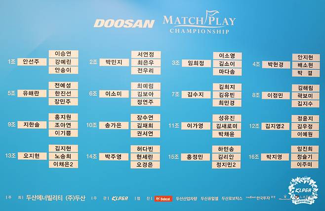 두산 매치플레이 챔피언십 대진표(사진=KLPGA)