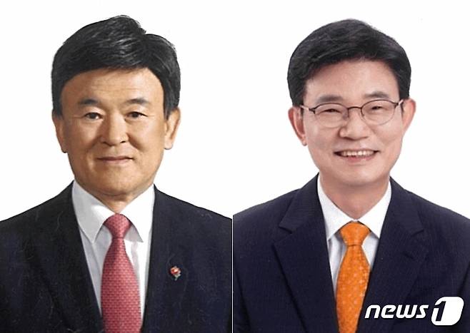 제8회 전국동시지방선거 제주도교육감선거에 출마하는 김광수 후보와 이석문 후보(왼쪽부터).© 뉴스1