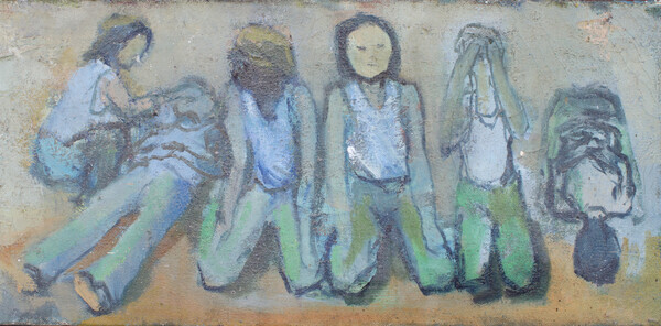고 김희규 화가가 1980년 6월 상무대 영창에서 함께 고문당한 시민군들을 떠올리며 한 손으로 남긴 작품. 영암문화원 제공