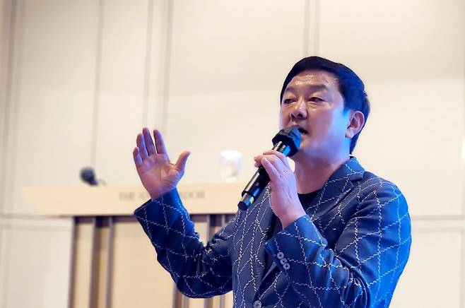 Choi Jae-boong, professor of mechanical engineering at Sungkyunkwan University, speaks at the Global Business Forum hosted by The Korea Herald on Wednesday. (Photo by Jenny Sung)