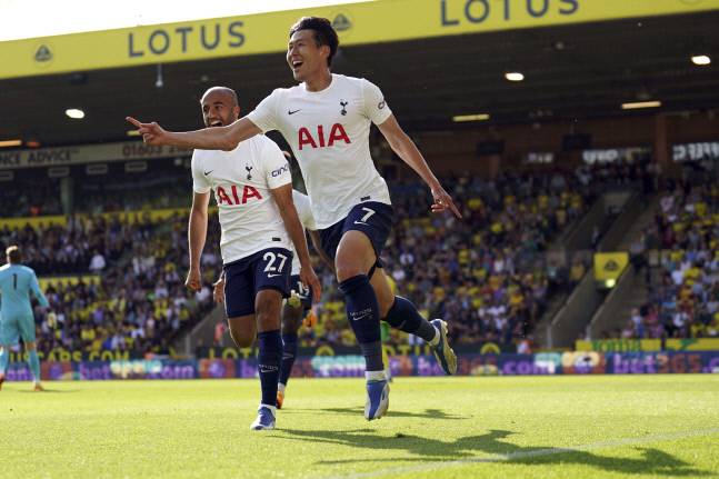 손흥민 리그 23호골 순간. 노리치 | AP연합뉴스