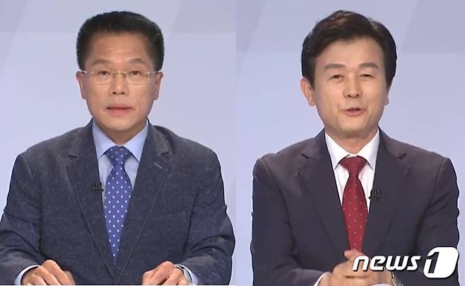 진주시장 선거 한경호(왼쪽), 조규일 후보(MBC경남 토론회 화면 캡쳐). 2022.5.24 © 뉴스1