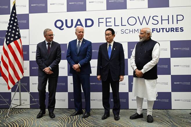 미국·일본·호주·인도 4국 정상이 2022년 5월 24일 일본 도쿄에서 쿼드 정상회의를 열었다. /AFP 연합