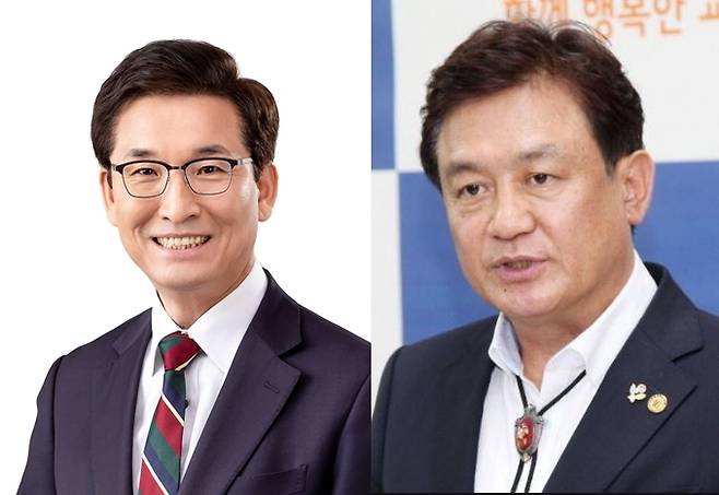 충북교육감 선거 윤건영(왼쪽)·김병우 후보 *재판매 및 DB 금지
