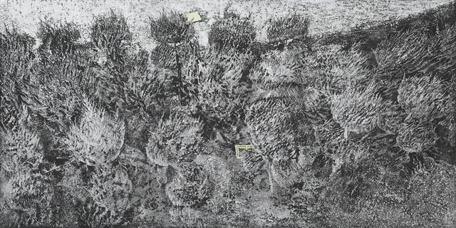 완전한 뜰/김유정 - 60.5×120.5㎝, 프레스코, 석회 벽에 스크래치, 2022