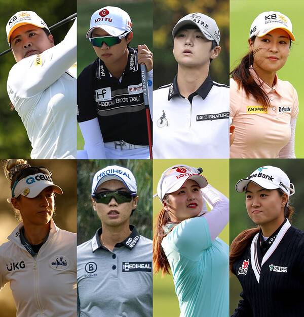 2022년 미국여자프로골프(LPGA) 투어 마이어 클래식에 출전한 박성현 프로(사진제공=KLPGA). 박인비, 김효주, 전인지, 넬리 코다, 안나린, 최혜진 이민지(사진제공=Getty Images_LPGA)