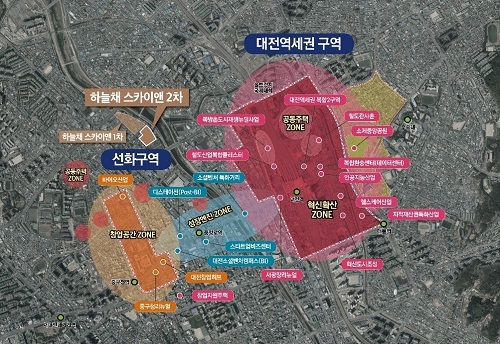 대전도심융합특구로 지정된 선화구역과 대전역세권 구역.(대전시 제공)© 뉴스1