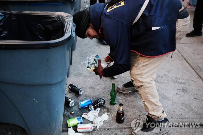 미국 뉴욕의 노숙자 [AFP 연합뉴스 자료사진.재판매 및 DB 금지]
