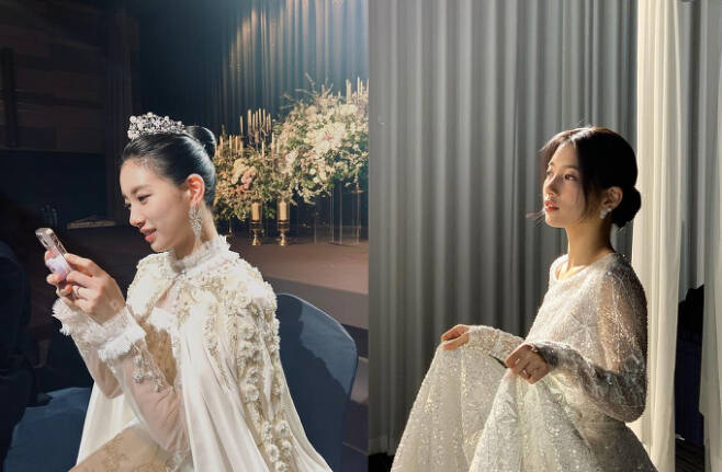 가수 겸 배우 수지가 아름다운 드레스 자태로 눈길을 끌었다. /사진=수지 인스타그램