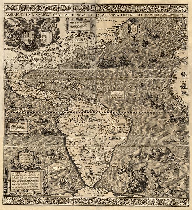 16세기 초의 아메리카 신대륙 지도(출처: Library of Congress).