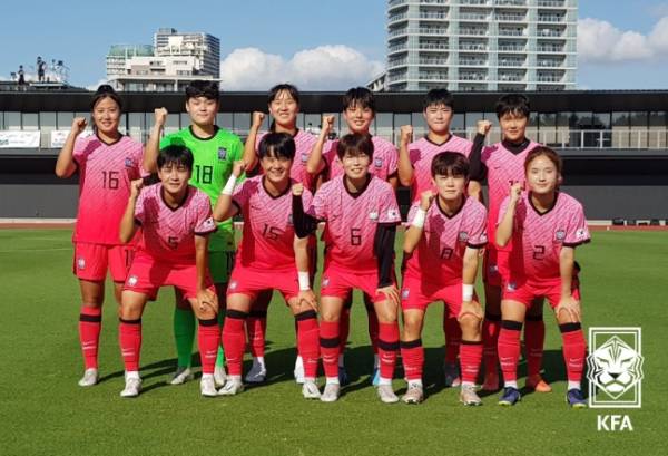 2022 FIFA 여자 U-20 월드컵에 참가하는 여자 U-20 대표팀의 모습. 사진|KFA 제공